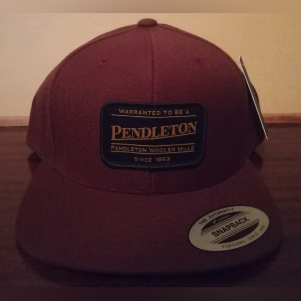 Pendleton Burgundy Wool Cap with Logo Patch